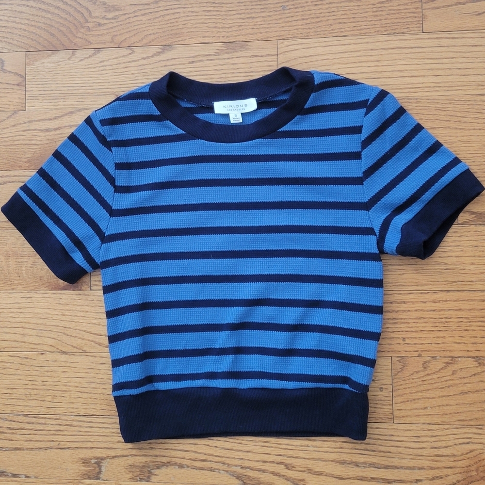 Striped Blue & Navy Crop Top